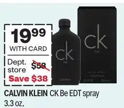 CVS CALVIN KLEIN CK Be EDT spray 3.3 oz offer
