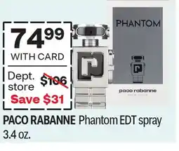 CVS PACO RABANNE Phantom EDT spray 3.4 oz offer