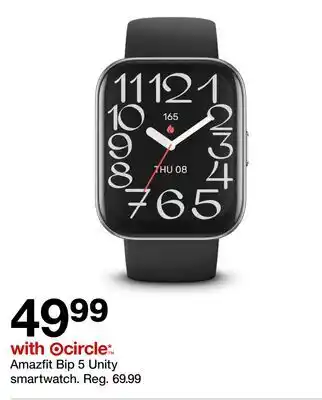 Target Amazfit Bip 5 Unity smartwatch offer