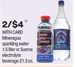 CVS Mineragua sparkling water 1.5 liter or Suerox electrolyte beverage 21.3 oz offer
