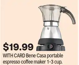 CVS Bene Casa portable espresso coffee maker 1-3 cup offer