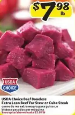 Fresco y Más USDA Choice Beef Boneless Extra Lean Beef for Stew or Cube Steak offer
