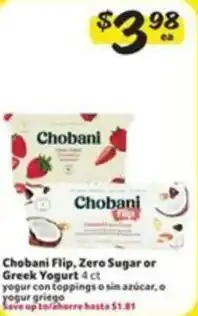 Fresco y Más Chobani Flip, Zero Sugar or Greek Yogurt offer