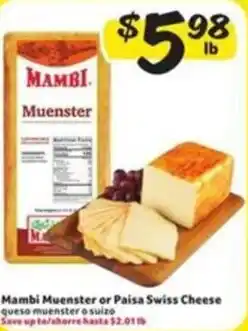 Fresco y Más Mambi Muenster or Paisa Swiss Cheese offer
