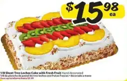 Fresco y Más 1/8 Sheet Tres Leches Cake with Fresh Fruit Hand decorated offer