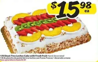 Fresco y Más 1/8 Sheet Tres Leches Cake with Fresh Fruit Hand decorated offer