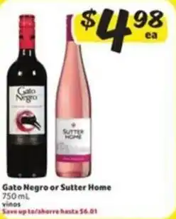 Fresco y Más Gato Negro or Sutter Home offer