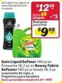 Fresco y Más Gain Liquid Softner or Downy Fabric Softener offer