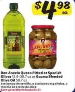 Fresco y Más Don Anecio Queen Pitted or Spanish Olives or Guama Blended Olive Oil offer