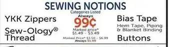 Hobby Lobby SEWING NOTIONS offer