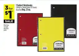 Dollar General 1 Subject Notebooks College or Wide Ruled offer