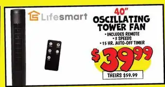 Ollie's 40 Lifesmart OSCILLATING TOWER FAN offer