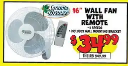 Ollie's Sarasota Breeze 16 WALL FAN WITH REMOTE offer