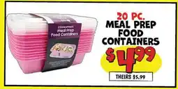 Ollie's 20 PC. MEAL PREP FOOD CONTAINERS offer