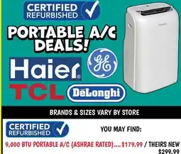 Ollie's 9,000 BTU PORTABLE A/C offer