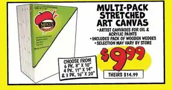 Ollie's MULTI-PACK STRETCHED MIKES ART CANVAS offer