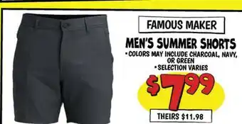 Ollie's FAMOUS MAKER MEN'S SUMMER SHORTS offer