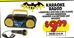 Ollie's BATMAN KARAOKE RADIO offer