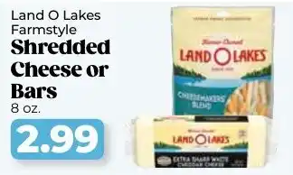 Roche Bros Land O lakes farmstyle shredded cheese or bars offer