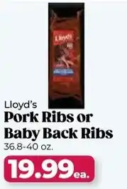 Roche Bros Lloyd's pork ribs or baby back ribs offer