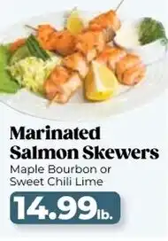Roche Bros Marinated salmon skewers offer