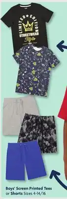 Family Dollar Boys' Screen Printed Tees or Shorts offer