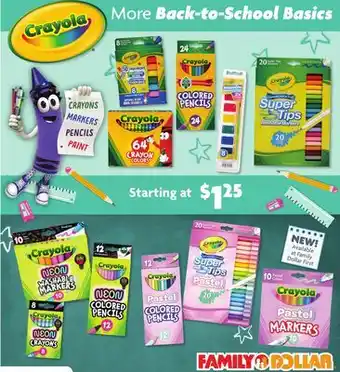 Family Dollar Crayola Back-to-School Basics offer