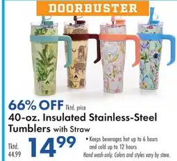 Boscov's 40-oz. Insulated Stainless-Steel Tumblers with Straw offer