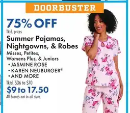 Boscov's Summer Pajamas, Nightgowns, & Robes offer