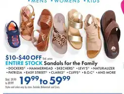 Boscov's ENTIRE STOCK Sandals for the Family offer