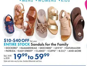 Boscov's ENTIRE STOCK Sandals for the Family offer