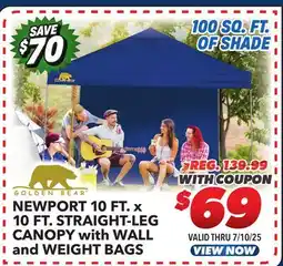 Big 5 Golden Bear Newport 10'x10' Straight-Leg Canopy with Wall offer