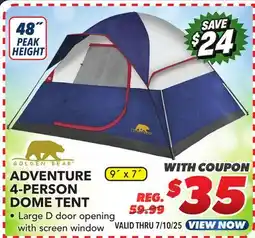 Big 5 Golden Bear Adventure 4-Person Dome Tent offer