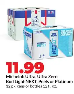 Hy-Vee Michelob Ultra, Ultra Zero, Bud Light NEXT, Peels or Platinum offer