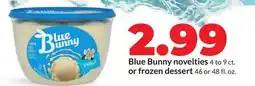 Hy-Vee Blue Bunny novelties or 4 to 9 ct. frozen dessert 46 or 48 fl. oz offer