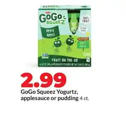 Hy-Vee GoGo Squeez Yogurtz, applesauce or pudding offer