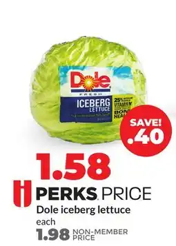 Hy-Vee Dole iceberg lettuce offer