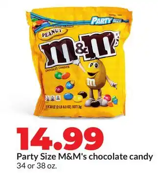 Hy-Vee Party Size M & M' s chocolate candy offer
