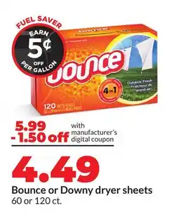 Hy-Vee Bounce or Downy dryer sheets offer