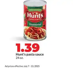 Hy-Vee Hunt's pasta sauce offer