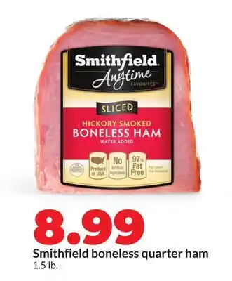 Hy-Vee Smithfield boneless quarter ham offer