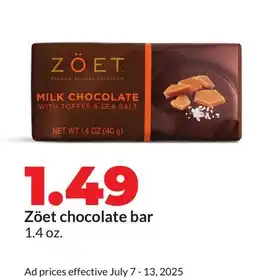 Hy-Vee Zöet chocolate bar offer