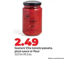Hy-Vee Gustare Vita tomato passata, pizza sauce or flour offer