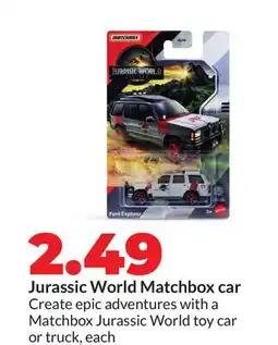 Hy-Vee Jurassic World Matchbox car offer