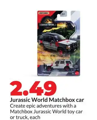 Hy-Vee Jurassic World Matchbox car offer