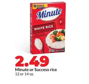 Hy-Vee Minute or Success rice offer
