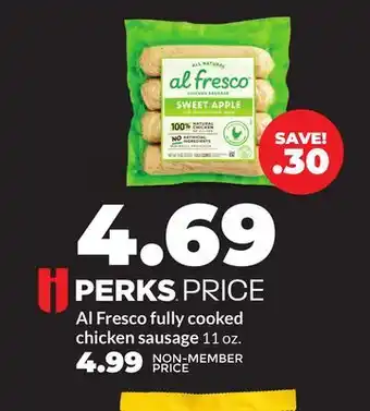 Hy-Vee Al Fresco fully cooked chicken sausage offer