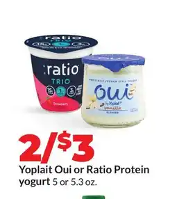 Hy-Vee Yoplait Oui or Ratio Protein yogurt offer