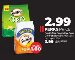 Hy-Vee Family Size Pepperidge Farm Goldfish crackers 10 or 12 oz. or crisps 6.25 oz offer