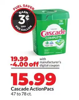 Hy-Vee Cascade ActionPacs offer